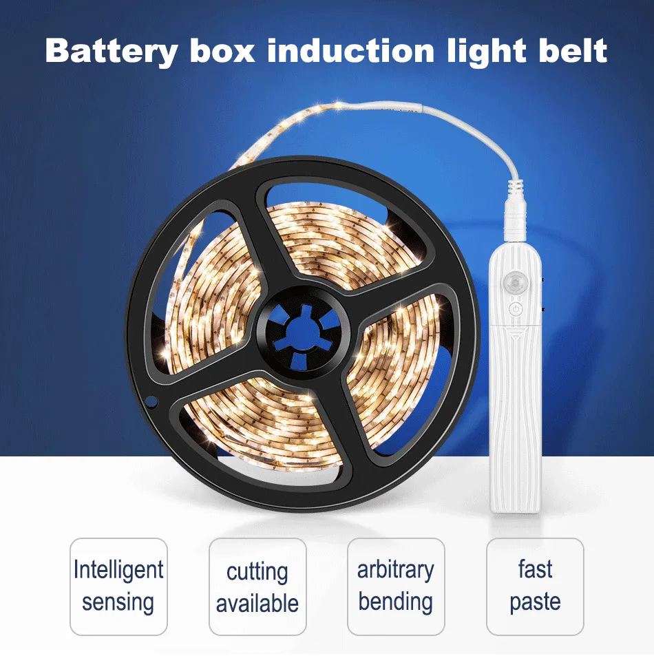 Descuento Tira de luces LED USB de 5M, lámpara Flexible impermeable con cinta, Sensor de movimiento, cocina, armario, escalera, luz nocturna, Led Lam211v