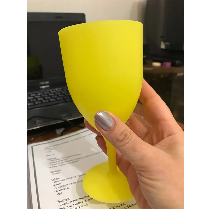 Set High Quality Plastic Wine Glass Goblet Cocktail Champagne Cups Colorful Frosted Glass For Party Picnic Bar Drinks Cups LJ2844