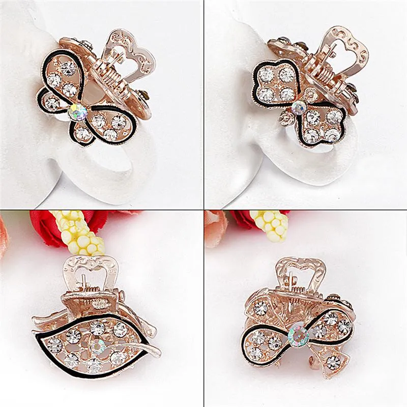 Butterfly Crystal Hair Clips Pins for Women Girls Vintage Headwear Redestone Barrette Jewelry Accessories272l