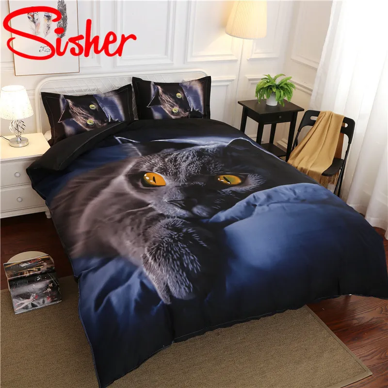 Sisher-Adult-Duvet-Cover-Set-3D-Printed-Animal-Cat-Comforter-4pcs-Bedding-Sets-King-Size-Single (1)