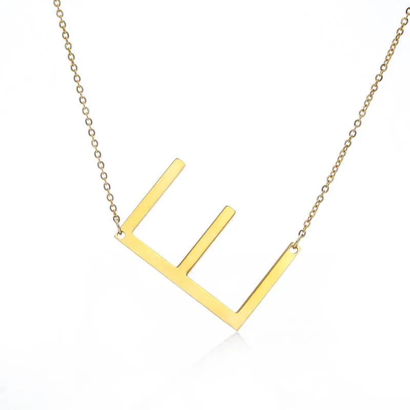 Nuovo minimalista oro rosa oro argento colore 26 A-Z lettera nome collane iniziali le donne collana lunga con pendente grande lettera12053