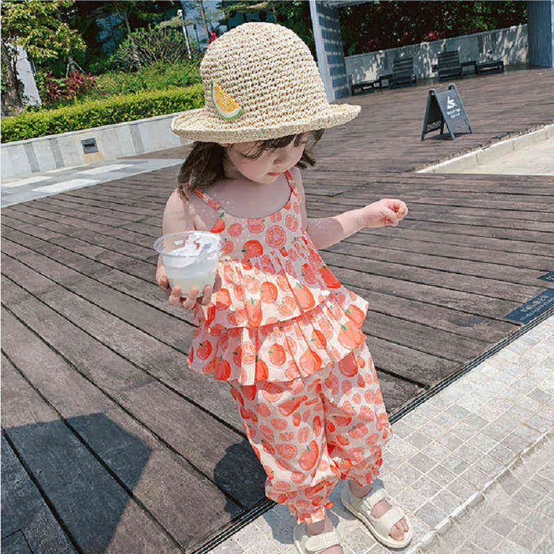 Gooporson Été Enfants Vêtements Tomates Imprimé Mode Coréenne Petites Filles Vêtements Ensemble Sun-toppants Enfants Plage Tenues G220310