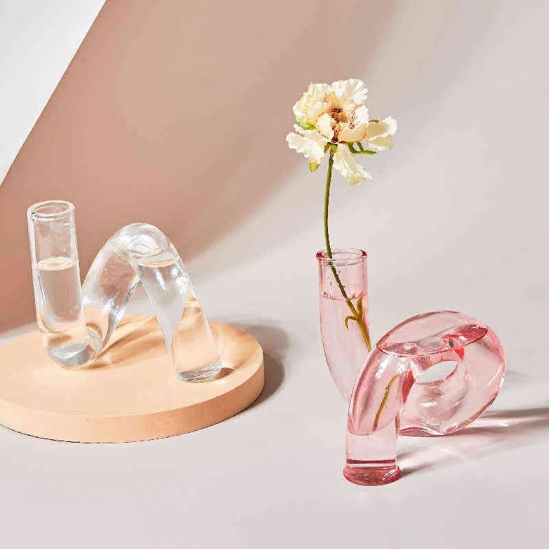 Glazen vazen ​​Clear Flower Vase Candle Houders Wedding CenterPieces Woondecoratie Tafel Centerpieces Kandelaar Houder H1222