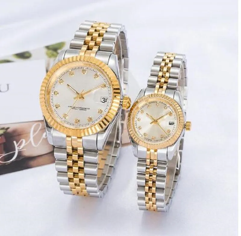 2020 montre de luxe hommes automatique montre en or femmes robe entièrement en acier inoxydable saphir lumineux couples style classique montre-bracelet 328I