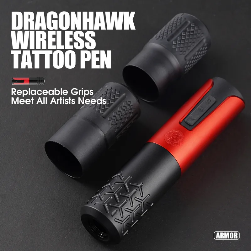 Dragonhawk Armor Wireless Batteri Pen Machine Rotary Tatuering Laddning och byt ut LED-skärmen permanent make up 220216