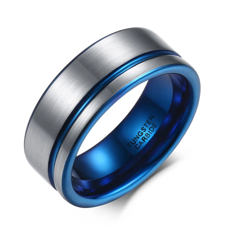 TIGRADE Hombres Tungsteno Negro Rosa Línea de Oro Cepillado 8mm Banda de Boda Anillo de Compromiso Men039s Joyería de Fiesta Bague Homme Q121829196464817830