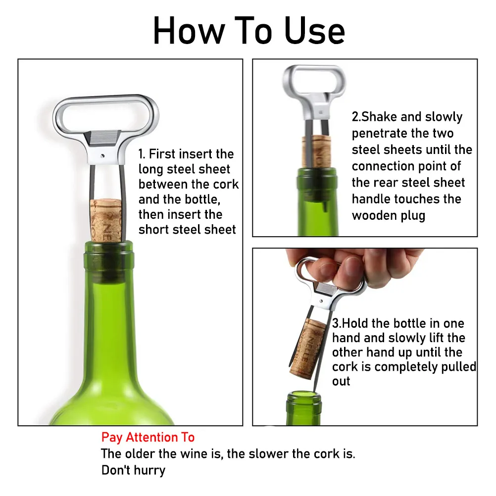 Cork Puller Wine Bottle Beer Opener TwoProng Cork Puller For Wine