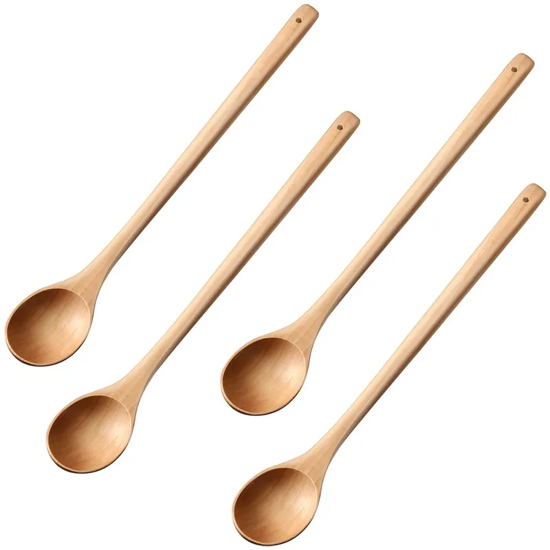 A Set of 4 Long Mixing Spoons for Cooking Household for Children039s Wooden4981045