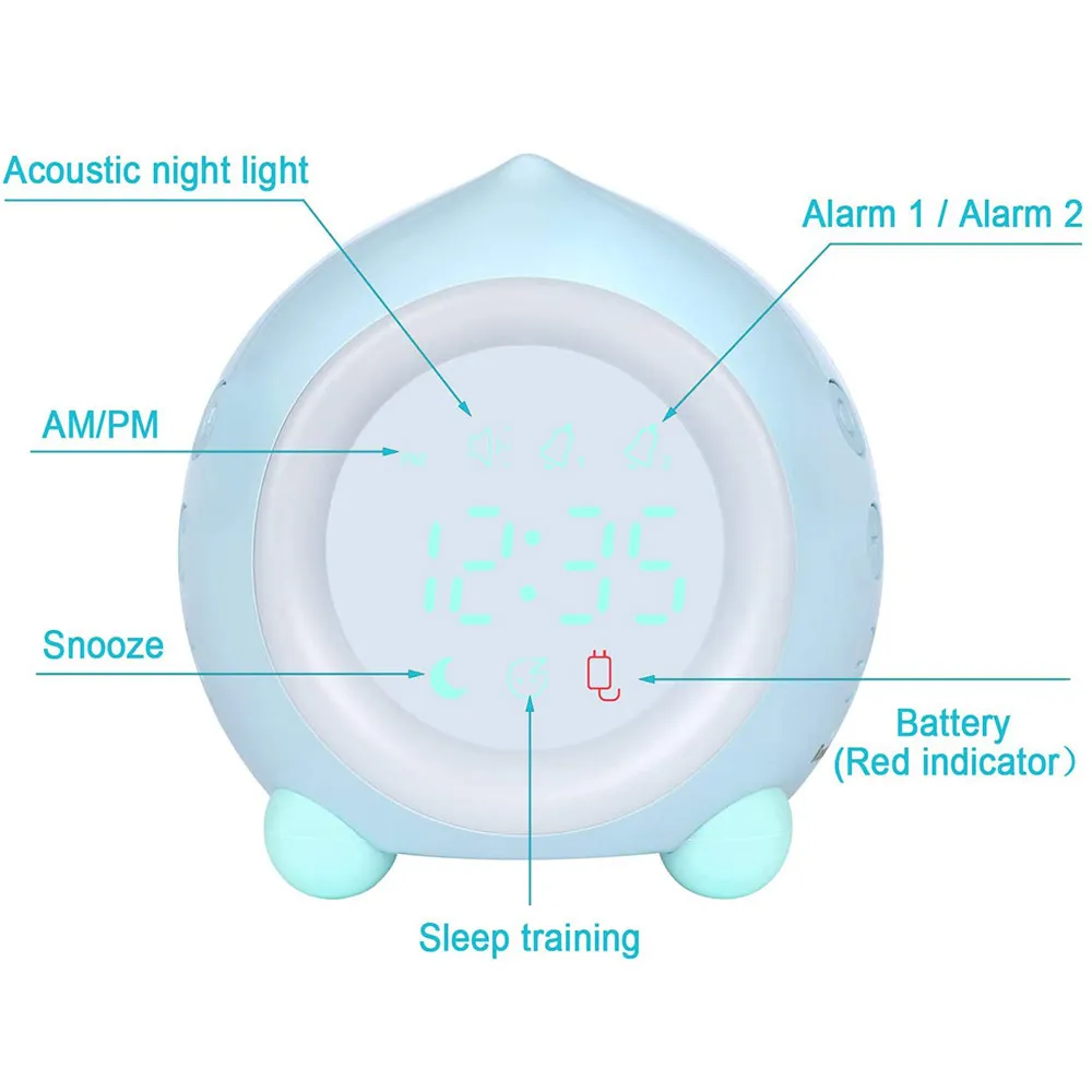 Barn Smart Väckarklocka Bluetooth Funktion 7 Färger Ändra sovrum Student Vakna Digital Display Bordsklocka Sleep Timer 201119