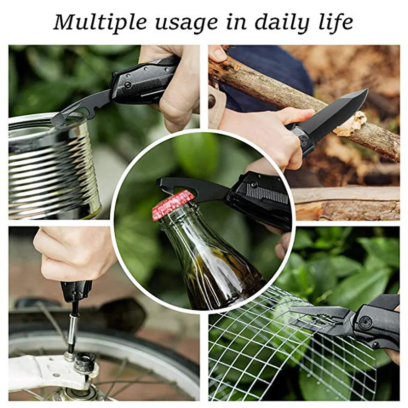 10REIZ Multitool Pocket Pliers Stainless Outdoor Camping Survive Multi-functional Pliers Screwdriver Kit Bits Knife Bottle Opener