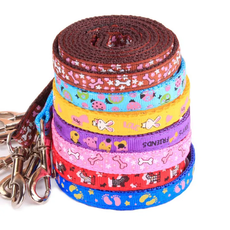 Small Dog Pet Puppy Cat Adjustable Nylon Harness with Lead leash Multi-colors Patch Printed Collar Halter Harness Leas 2271U