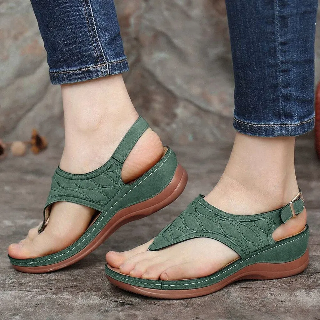 Women Sandals Clip Toe Vintage Flat Shoes Woman Casual Female Beach Sandals Fashion Ladies Summer Sandalias