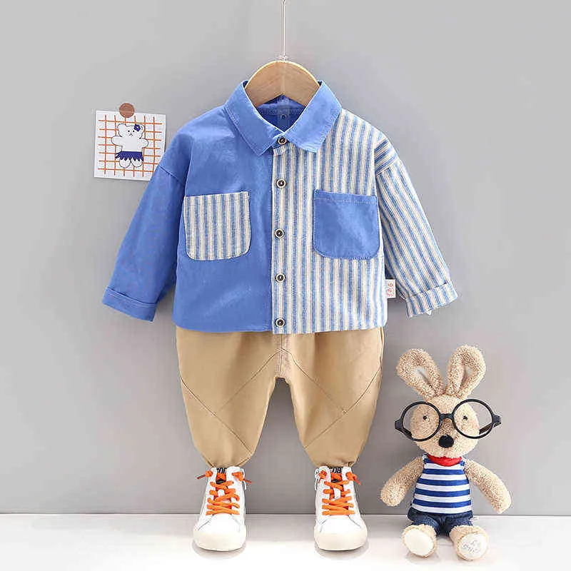 Nouveau Printemps Automne Bébé Garçons Vêtements Enfants Coton Chemise Décontractée Pantalon / Ensembles Toddler Mode Costume De Sport Enfants Survêtements G220310