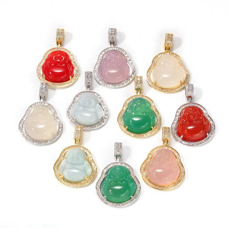 Ожерелье с подвеской Будды для женщин и мужчин, массивное ожерелье в стиле хип-хоп, 20 дюймов, цепочка с цветным драгоценным камнем, очаровательное ожерелье, модные украшения Gi279e