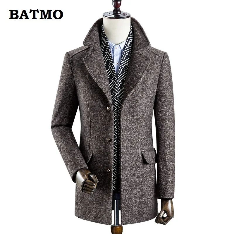 Batmo Arrival Winter Wool Trench Trench Coat Menmen's Gray Wool 60 ٪ Jackets828 201127