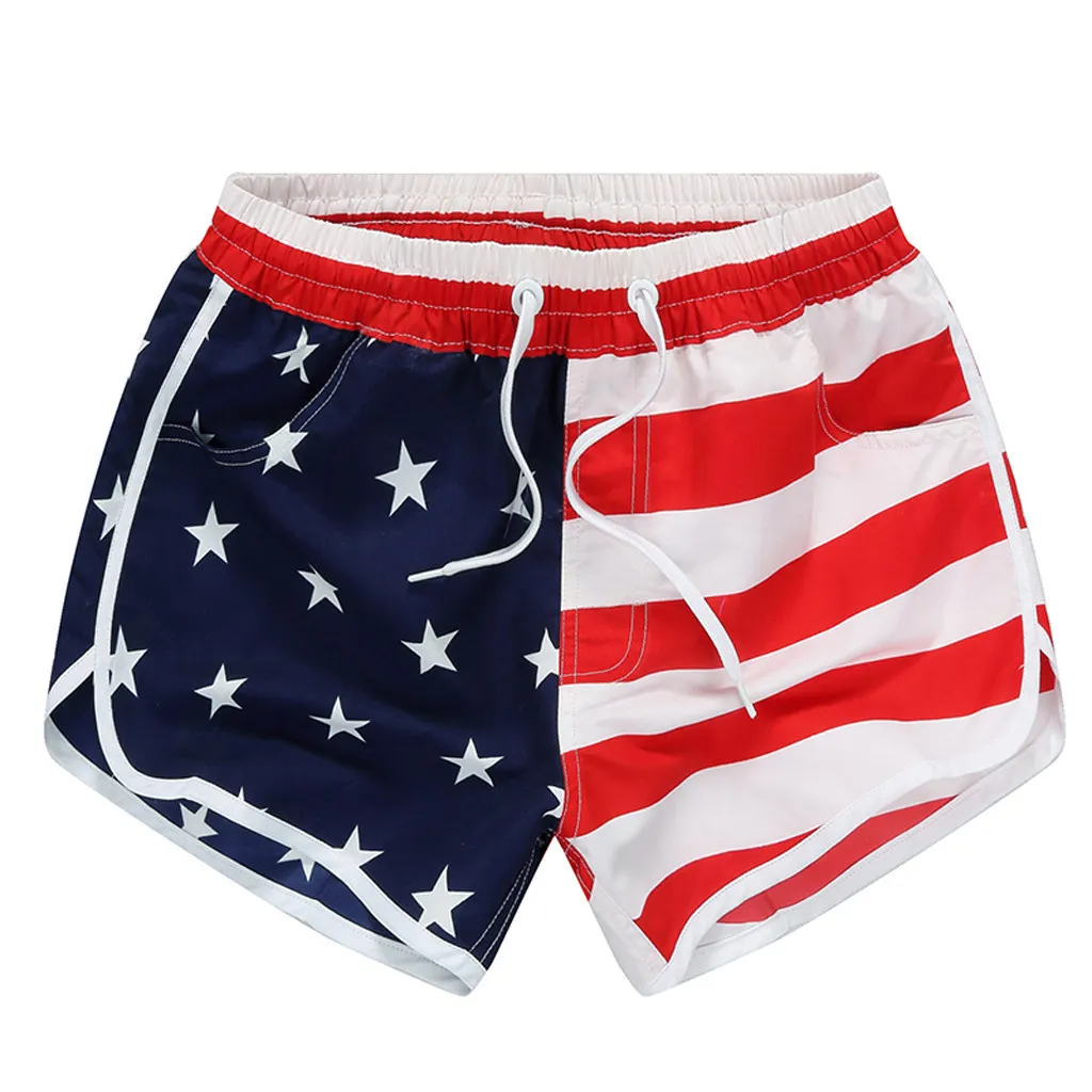 Perimedes Femmes Pantalons de plage décontractés Drapeau américain Stripes Stars Imprimer Shorts Short de bain pour homme Pantalon de survêtement # W5 T200612