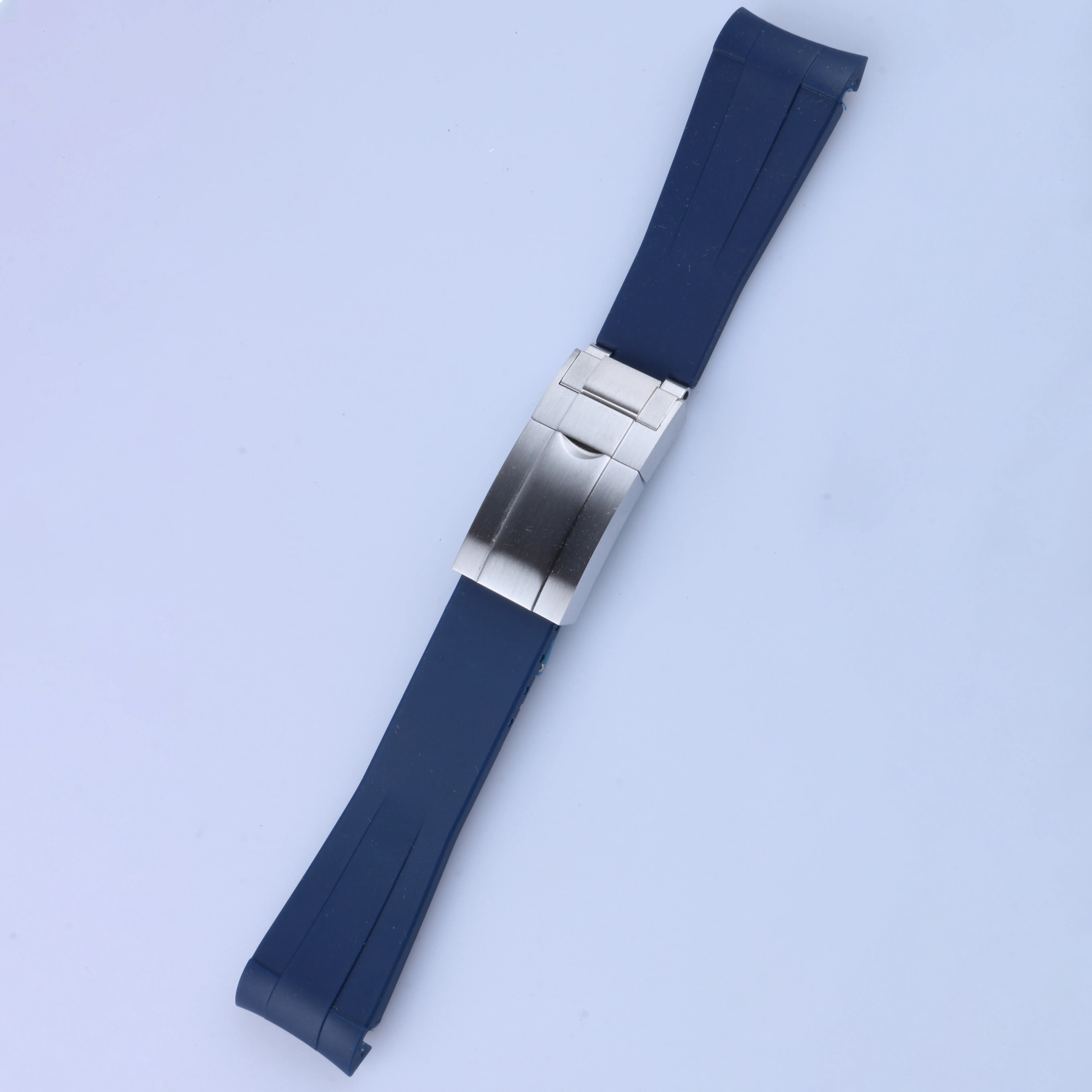 Bracelet d'extrémité incurvée de 20 mm et fermoir en argent tout brossé en silicone noir marine vert orange rouge bracelet de montre en caoutchouc pour bracelet Rol SUB GMT Dat235u