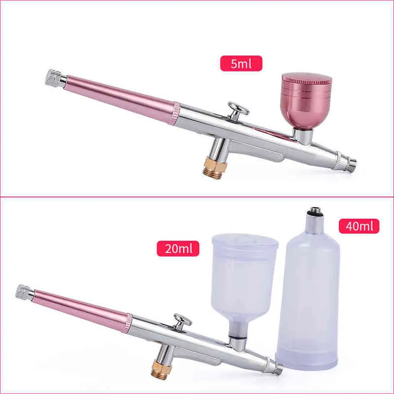 Topp 04mm Pink Mini Air Compressor Kit Airbrush Paint Spray Gun Airbrush för nagelkonst Desgin Tattoo Craft Cake Tool Set 2112317018490