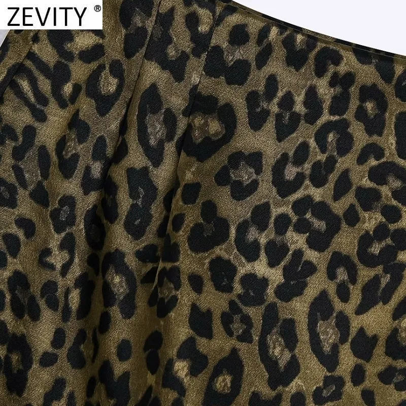 Zevity Women High Street Leopard Print Side Zipper Sexy Mini Skirt Faldas Mujer LadiesソフトカジュアルスリムシックなVestidos Qun865 220216