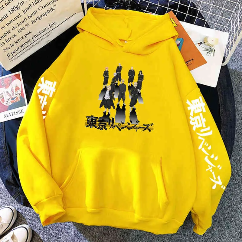 Anime Tokyo Revengers Art Comics Sweat À Capuche Hommes Mignon Surdimensionné Hoodies Casual Polaire Vêtements Automne Chaud Ras Du Cou Streetwear Homme H1227