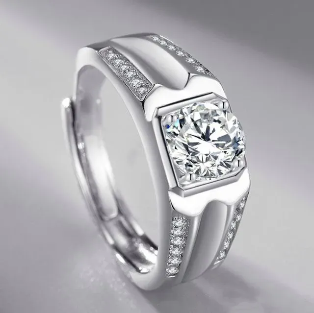Bague homme S925 plaqué argent platine dominatrice Imitation Moissanite bague diamant mode saint valentin cadeau d'anniversaire