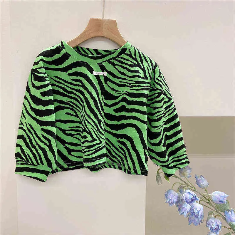 Wiosna 2021 Girls Leopard Z Długim Rękawem Luźne Koszulki Cute Baby Girl Cotton Casual Tee Dzieci Moda Topy Odzież G1224