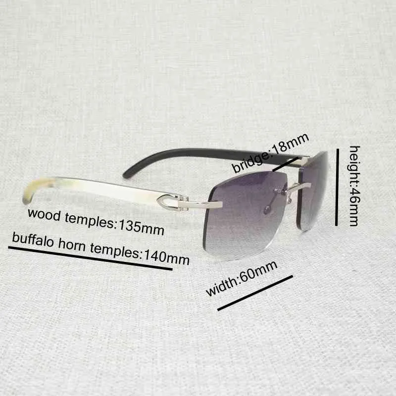 Sonnenbrille 2023 20% Vintage Black White Buffalo Horn Übergroße Männer natürliche Holztöne Räderless Brillen zum Fahren im Freien Oculos 272W