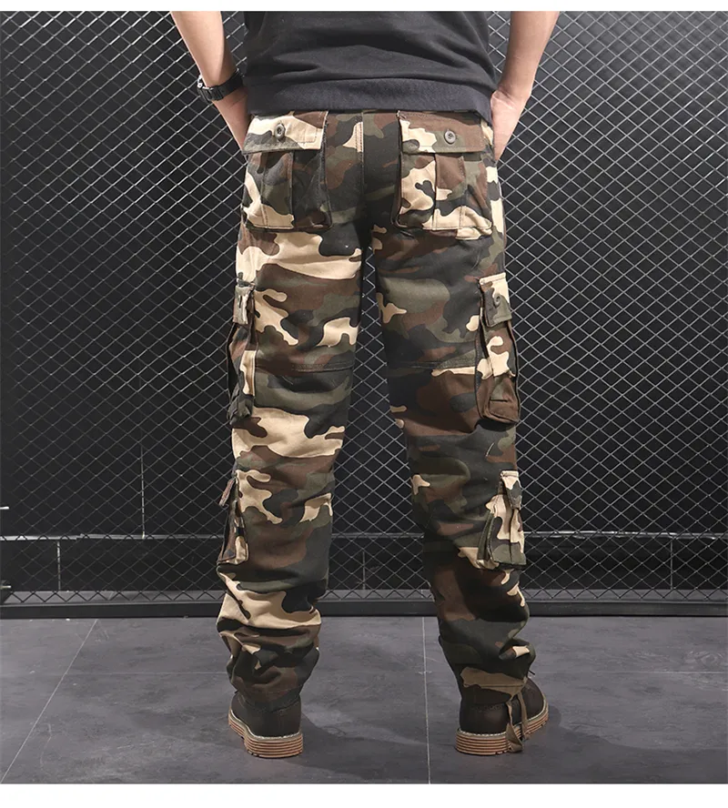 Camouflage Cargo Pants Uomo Multi Pocket Cotton Military Camo Pants Army Track Pantaloni Uomo Streetwear Tuta Pantalon Homme 201027