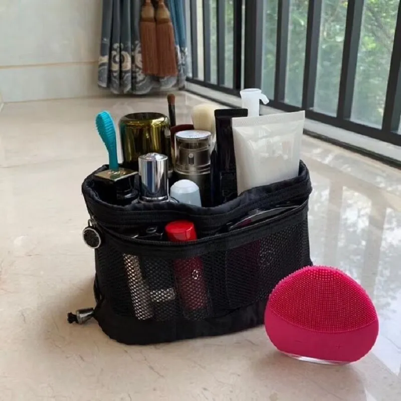 NOUVELLE mode chaîne sac de maquillage noir classique couleur noire haute capacité étui à cosmétiques vintage fête maquillage organisateur sac pochette bag270R