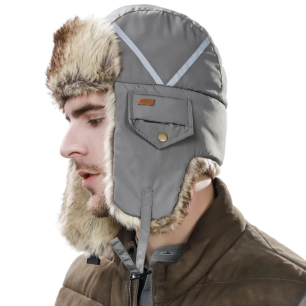 FANCET Hiver Unisexe Bomber Chapeaux Pour Hommes Femmes 100% Fourrure De Lapin Fausse Fourrure Doux Chaud Chasse Russie Chapeaux Coupe-Vent Ushanka 89135 Y200110