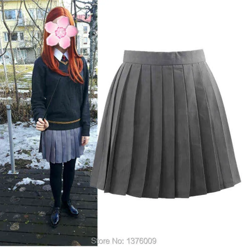 Jupes plissées grises été femme jupe plissée japon uniforme scolaire Harajuku femmes jupes Saias Faldas G220309