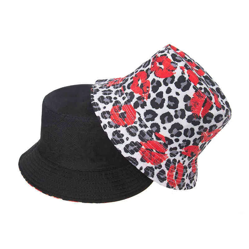 Nouvelle mode blanc hommes Bob Gorras Panama lèvres imprimé léopard seau chapeaux pour femmes casquettes de soleil printemps été G220311