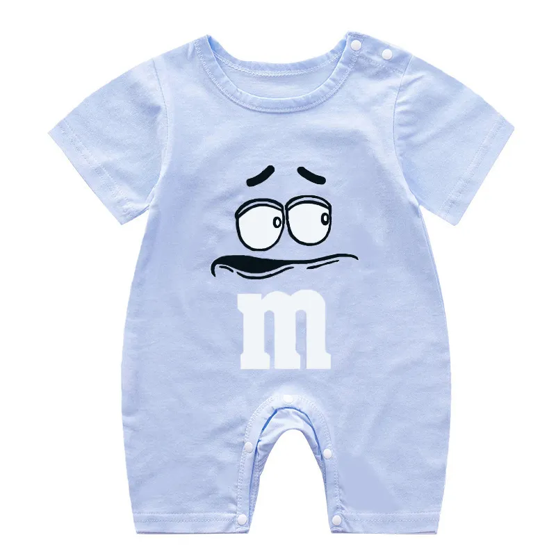 Infant Baby Summer Pagliaccetto Outfit Boy MM Faccia buffa Tutina Cute Girl Clothes Tuta manica cortaTutina bambini 201028