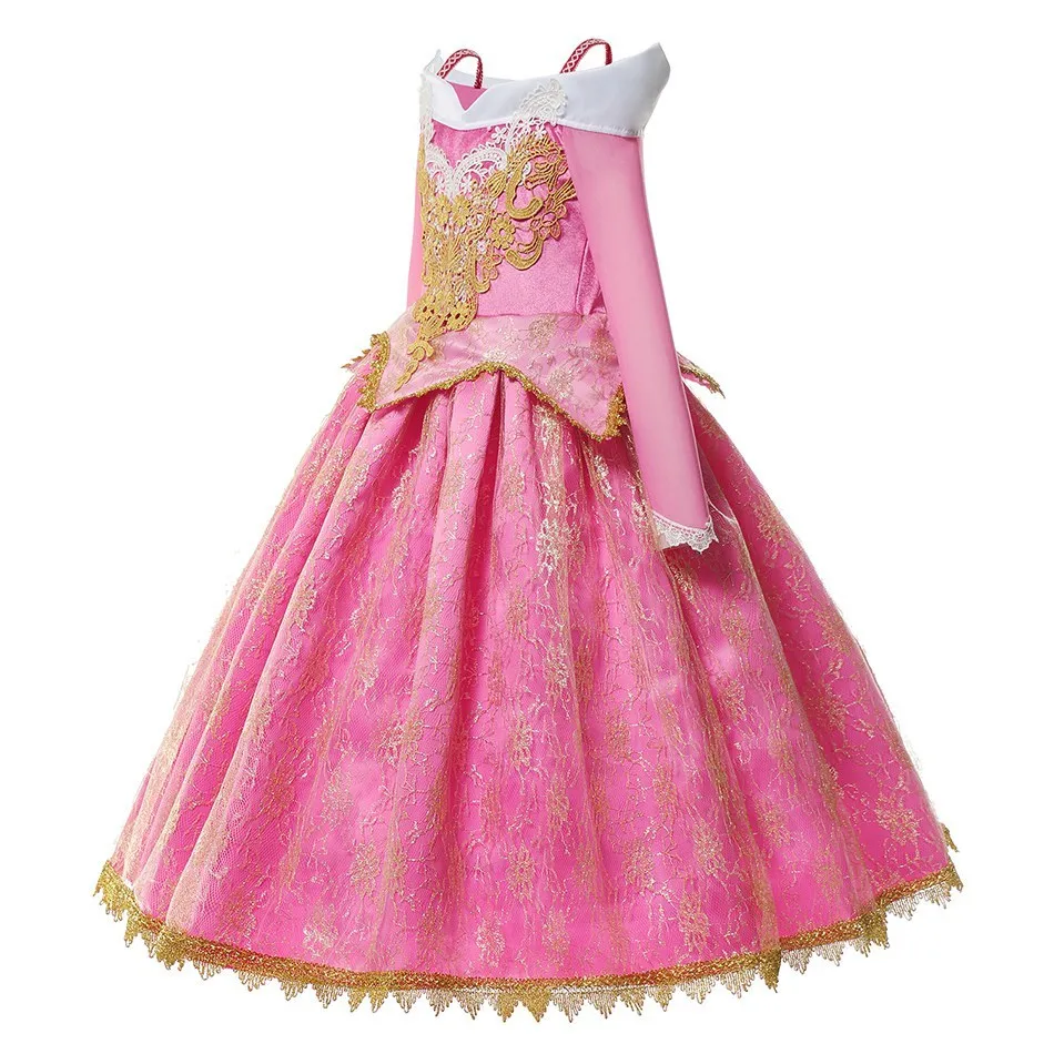 MUABABY – Costume de princesse la belle au bois dormant pour filles, robe de soirée de concours à manches longues, frocs fantaisie pour enfants 3-10T F1130