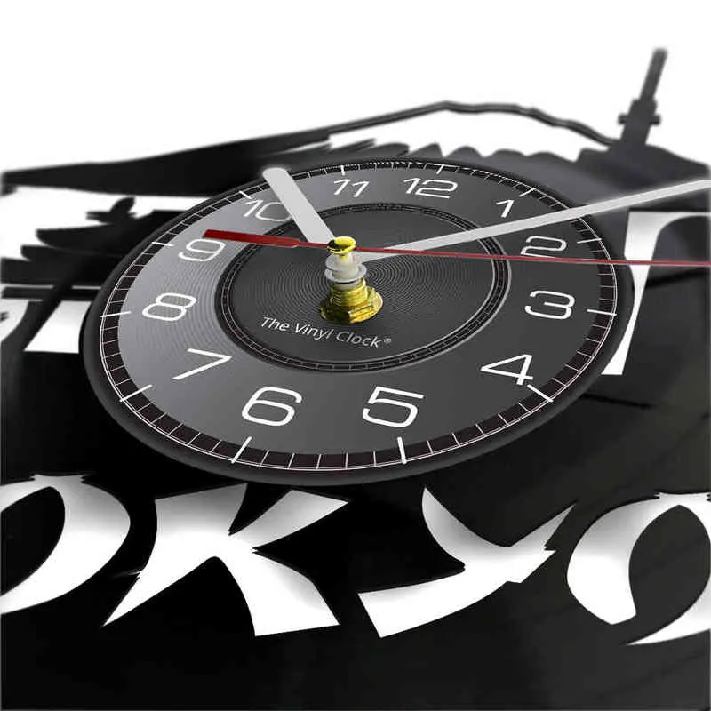 Tokyo Skyline Horloge Murale Décorative Pour Enterprise Office Japanese Cityscape Vinyl Album Re-purposed Record Clock Japon Souvenir H1230