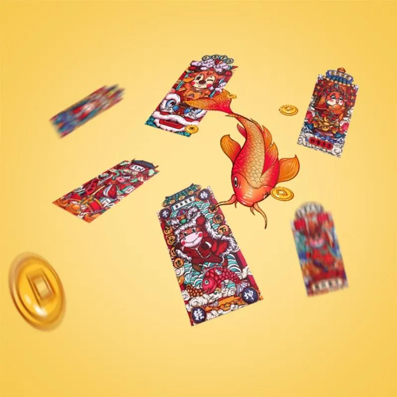 6 stuks set Chinees Nieuwjaar Rode Geld Enveloppen Jaar van de OS Cartoon Cash Bag171m