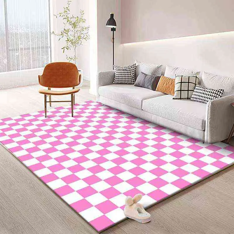 Checkerboard Solid Color Carpets Large Area Rugs for Living Room Non-slip Green Floor Mat Soft Bedside Rug girl bedroom decor 2201251o