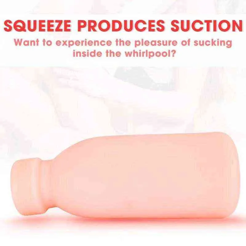 NXY Sex Män Masturbators Mjölkflaska Toy för 4D Realistisk Pussy Konstgjorda Vagina Portable Vuxna Leksaker Pocket Erotisk Throat Male Onani Cup 1222