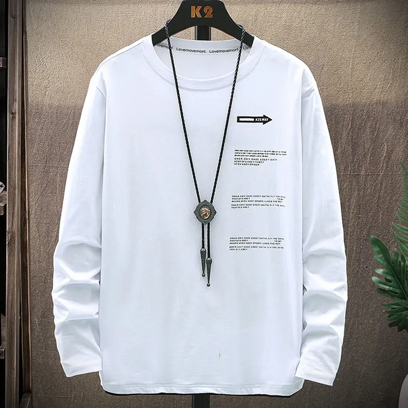 2021 Autumn Oversized Men T-shirts O-Neck Letter Printed Cotton T Shirt Long Sleeve Casual Top Tees Plus Size 6XL 7XL 8XL 220214