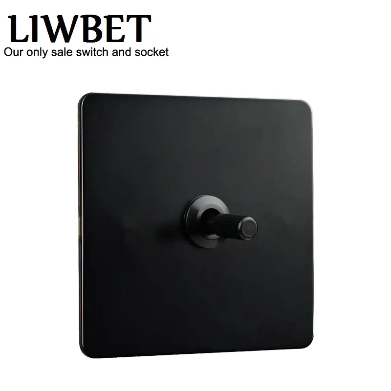 Black Color 1 Gang 2 Way Wall Switch och AC220250V Rostfritt stålpanelens ljusströmbrytare med svart färg TOGGLE T200605235J