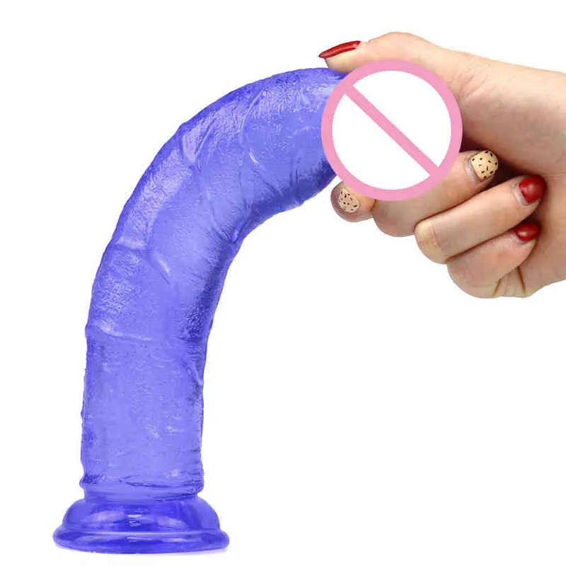 NXY dildos anal leksaker rakt allmän äggfri penis kristall simulering transparent bär lesbisk onani enhet falsk vuxen 0225
