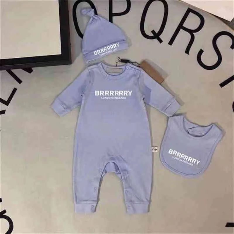 幼児生まれの女の赤ちゃんデザイナーブランドレターコスチュームオーバーオール服ジャンプスーツ子供ボディスーツ赤ちゃんのための衣装ロンパース衣装 220105