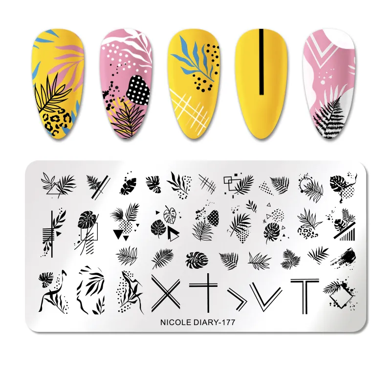 ganze abstrakte Gesichtsdesign-Stempelplatten, Frau, Blatt, Blume, Nagelkunst-Stempelschablone, Druckschablone, Bildwerkzeug 4078870