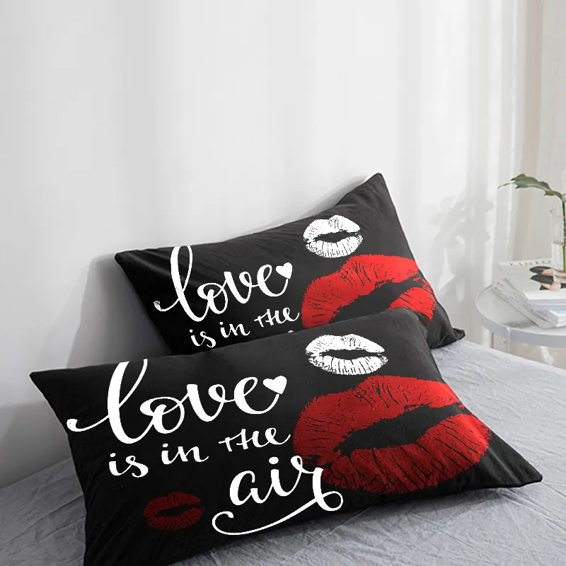 Benutzerdefinierte Kissenbezug Kissenbezug 50x70 50x75 50x80 70x70 Dekorative Kissenbezug Sexy Lip Kiss me Bettwäsche für Hochzeit Drop Shipping 201212