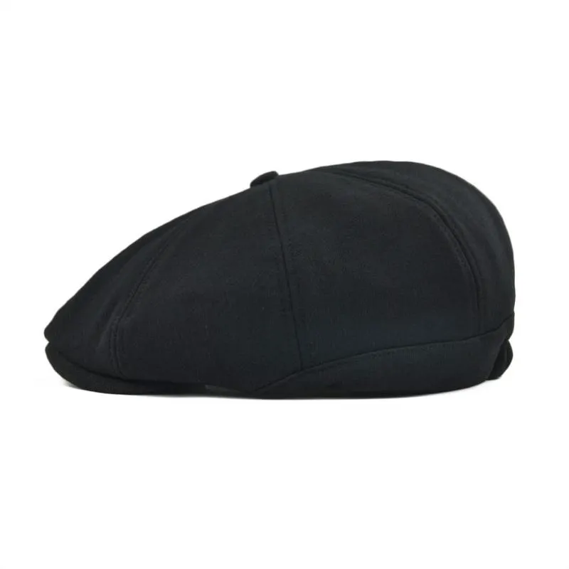 sboy Chapeaux Sboy VOBOOM grande taille noir coton casquette plate béret Boina Cabbie pilote Golf hommes femmes 8 panneau bande élastique bec de canard Ivy 32304E