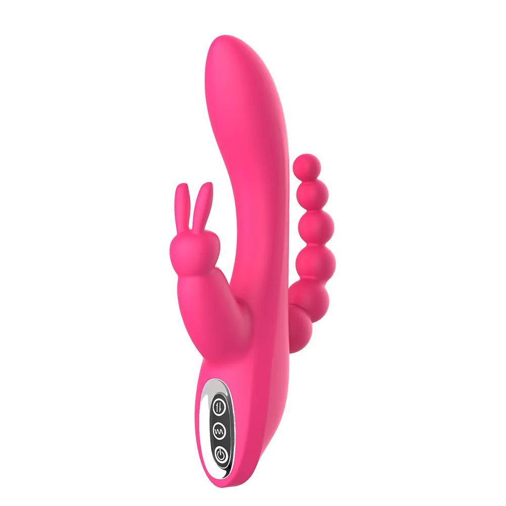 12 Fonction Vibbit de lapin G-Spot et Spot P-Spot Anal Curve Triple Curve Dildo Rechargeable pour femmes Clitor Stimulateur