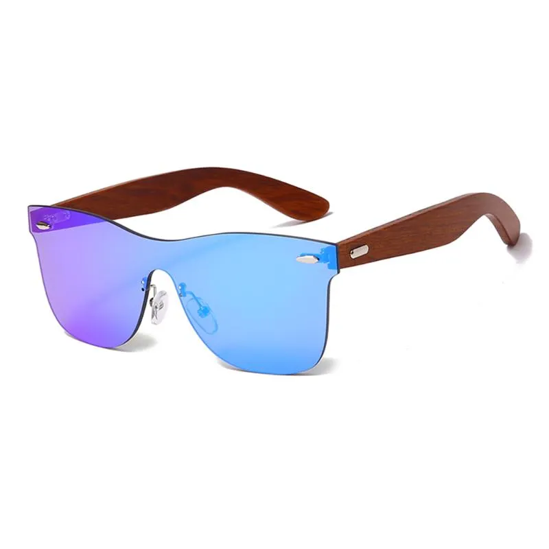 Мужские солнцезащитные очки из натурального бамбука, деревянные солнцезащитные очки, брендовые дизайнерские винтажные линзы с зеркальным покрытием, очки с подарочной коробкой Blue278A