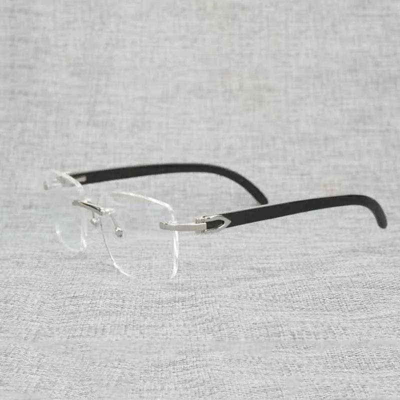 2024 Mäns lyxdesigner Kvinnors solglasögon Naturlig trä Square Clear Frame Men Buffalo Horn överdimensionerad Rimless Optical Eyewear Women Reading Eyeglasses Oculos