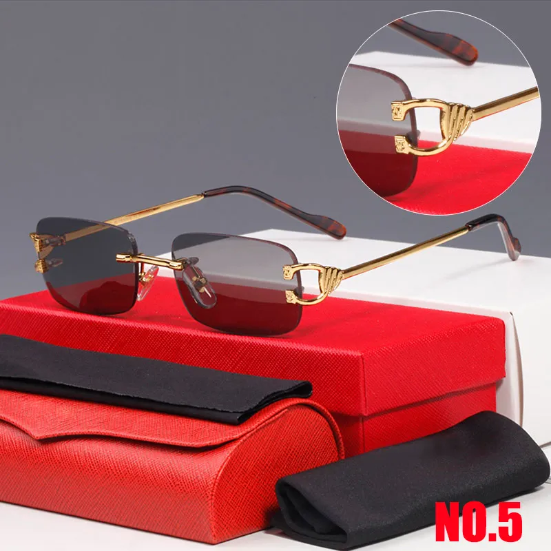 lunettes de soleil design formes rectangulaires lunettes de mode de marque pour hommes et femmes sans monture rouge vert bleu jaune gris lentille multicolore 290U