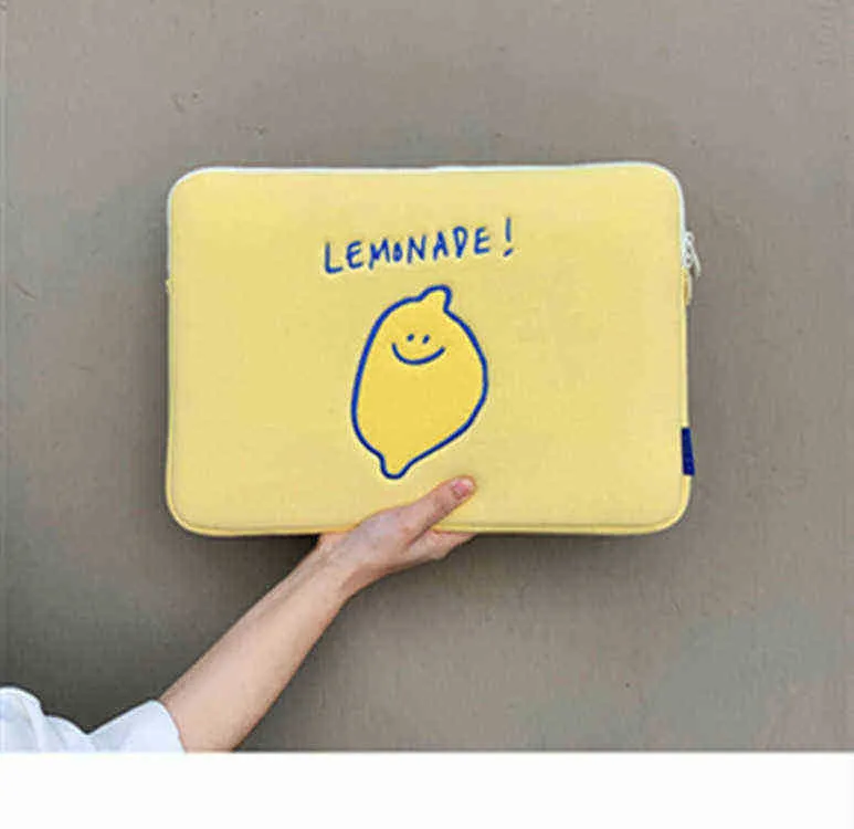 10.8 Корея 9.7 iPad Pro 11-дюймовая сумка для ноутбука Case Case Counce Korean Ins Lemon Мультфильм 11 13 15-дюймовый планшетный защитный внутренний рукав сумка 202211